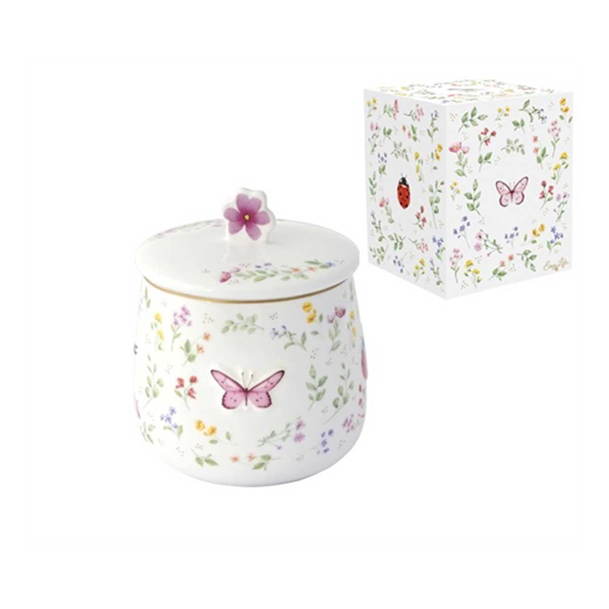 Porcelán keksztároló 11x16 cm pillangós díszdobozzal Fancy Garden