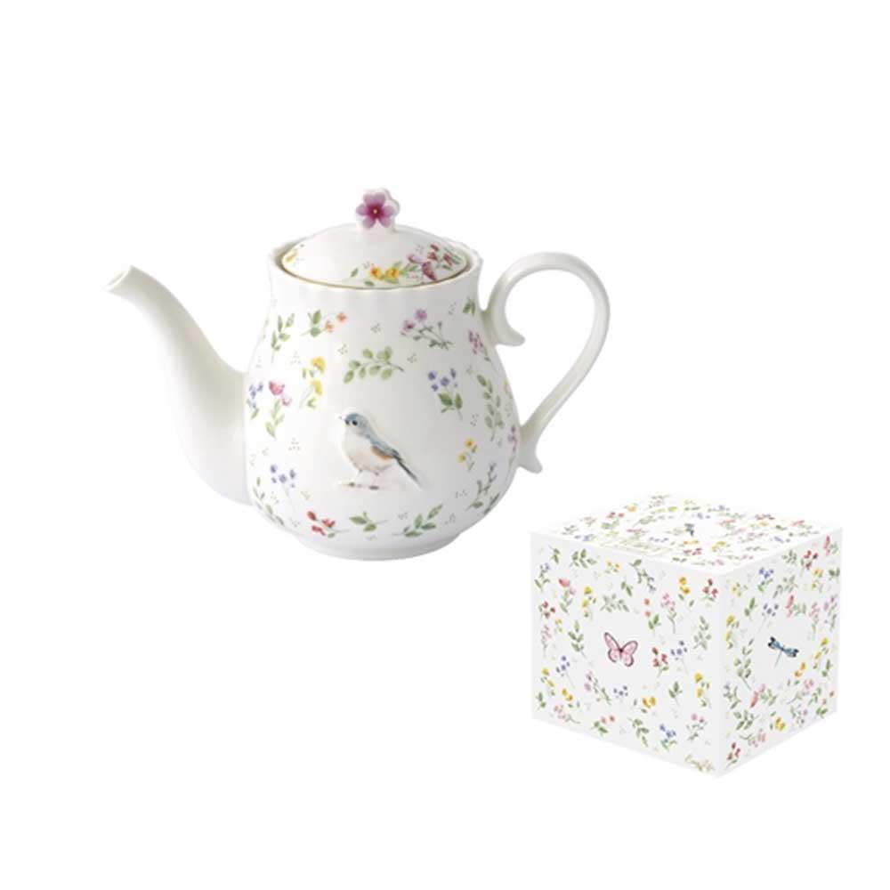 Porcelán teáskanna 800 ml madaras díszdobozzal Fancy Garden