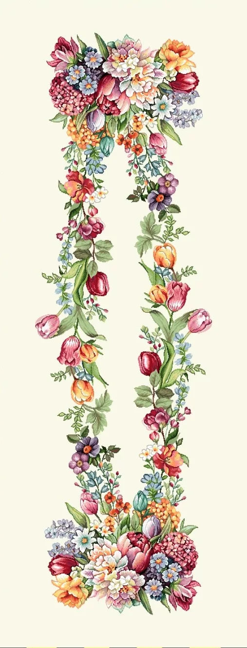 Tulipános asztali futó 44x140 cm Gépi gobelin