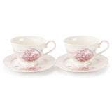 Porcelán teás csésze + alj 220 ml 2 személyes Fiorira díszdobozzal virágos madaras