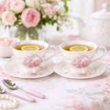 Porcelán teás csésze + alj 220 ml 2 személyes Fiorira díszdobozzal virágos madaras