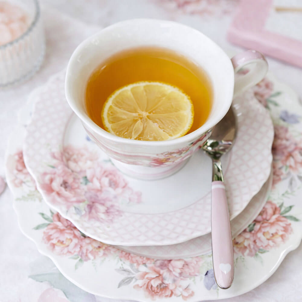 Porcelán teás csésze + alj 220 ml 2 személyes Fiorira díszdobozzal virágos madaras