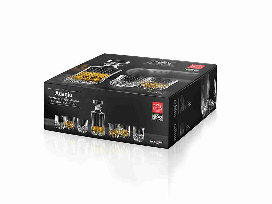 Kristályüveg whisky szett 7 részes decanter és 6 db pohár