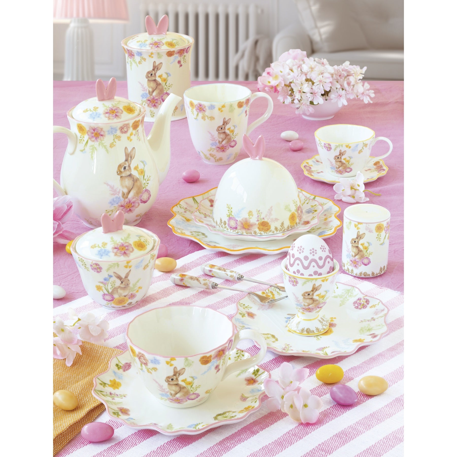 Húsvéti nyuszis porcelán cukortartó 180 ml díszdobozban