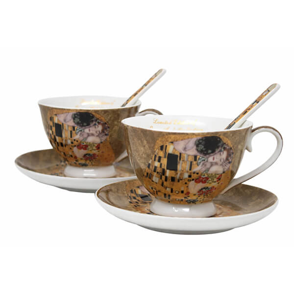 Porcelán espresszós csésze aljjal kanállal - 2 személyes Klimt A Csók