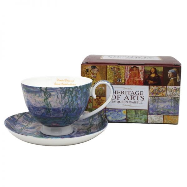 Monet porcelán csésze aljjal - 250 ml - Vizililiomok