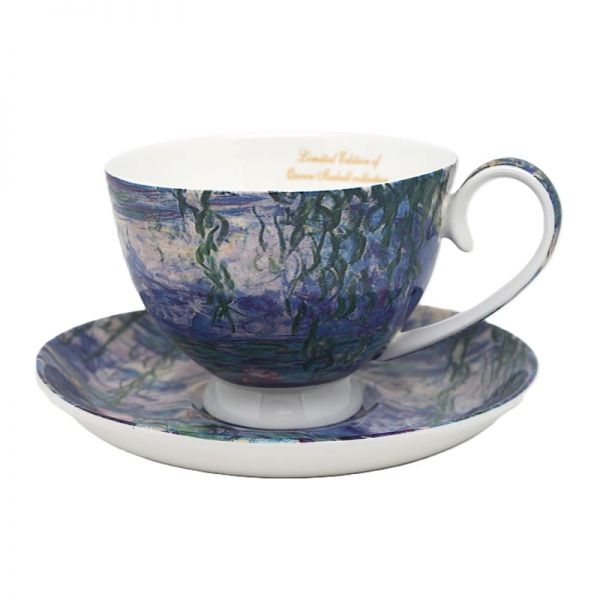 Monet porcelán csésze aljjal - 250 ml - Vizililiomok