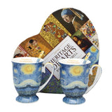 Van Gogh Csillagos éj porcelán bögre szett kanállal 300 ml - szív díszdobozos