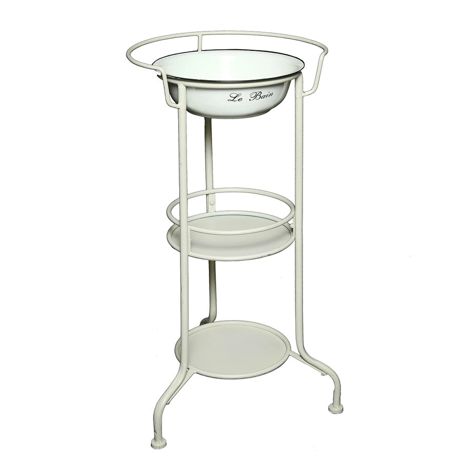 Antikolt vintage mosdóállvány lavórral krém 85 cm Le Bain