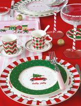 Karácsonyi Porcelán eszpresszó kávés csésze + alj kanállal 2 személyes díszdobozban Christmas Twist