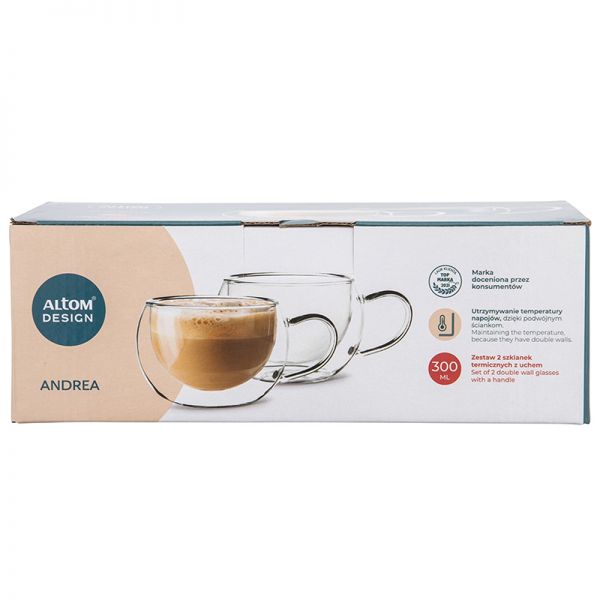 Duplafalú üveg csésze / bögre szett - 2 darabos - 300 ml