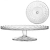 Üveg talpas tortatál / süteményes tál - 28x9,5 cm - virágos mintával