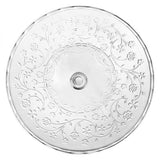 Üveg talpas tortatál / süteményes tál - 28x9,5 cm - virágos mintával
