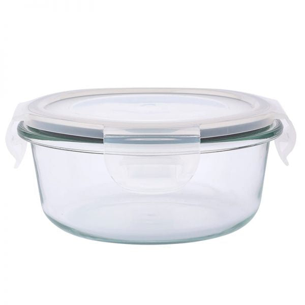 Hermetikusan zárható üveg ételtárolódoboz műanyag tetővel - 400 ml - 13,5x6,3 cm
