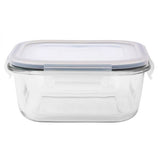 Hermetikusan zárható üveg ételtároló doboz műanyag tetővel - 750 ml - 15,8x7x15,8 cm