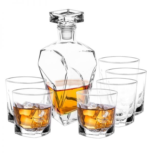 Marco üveg whisky-s pohár készlet és decanter szett 750 ml - 6 pohárral