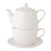 Porcelán egyszemélyes teáskészlet krém fehér