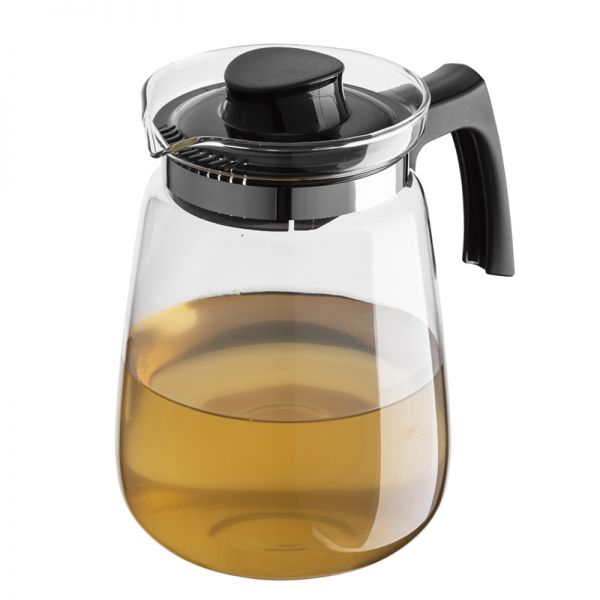 Üveg teáskanna szűrős tetővel - 1500 ml - fekete