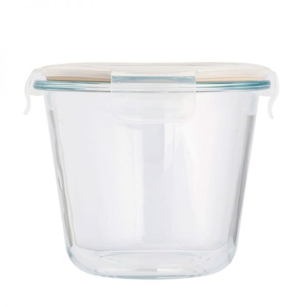 Üveg hőálló ételtároló doboz műanyag tetővel szilikon tömítés - 700 ml - 13x10,5 cm