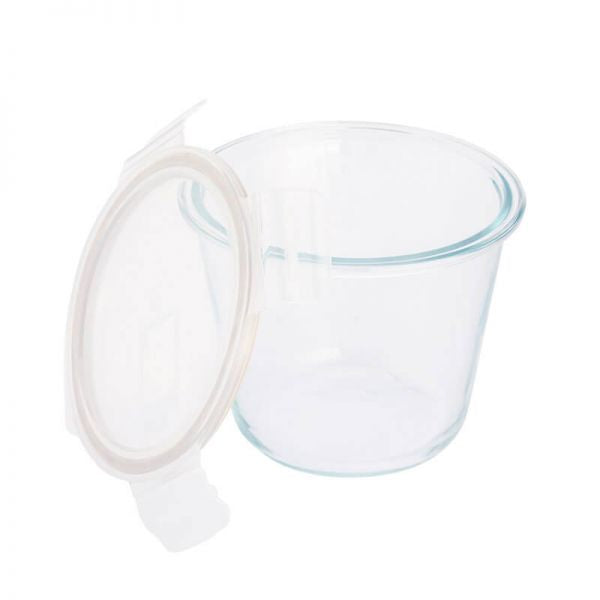 Üveg hőálló ételtároló doboz műanyag tetővel szilikon tömítés - 700 ml - 13x10,5 cm