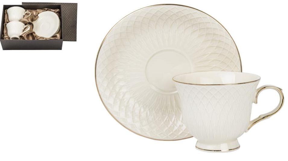 Bögre, csésze Amny - porcelán 2 személyes csésze+alj szett díszdobozban, 210 ml