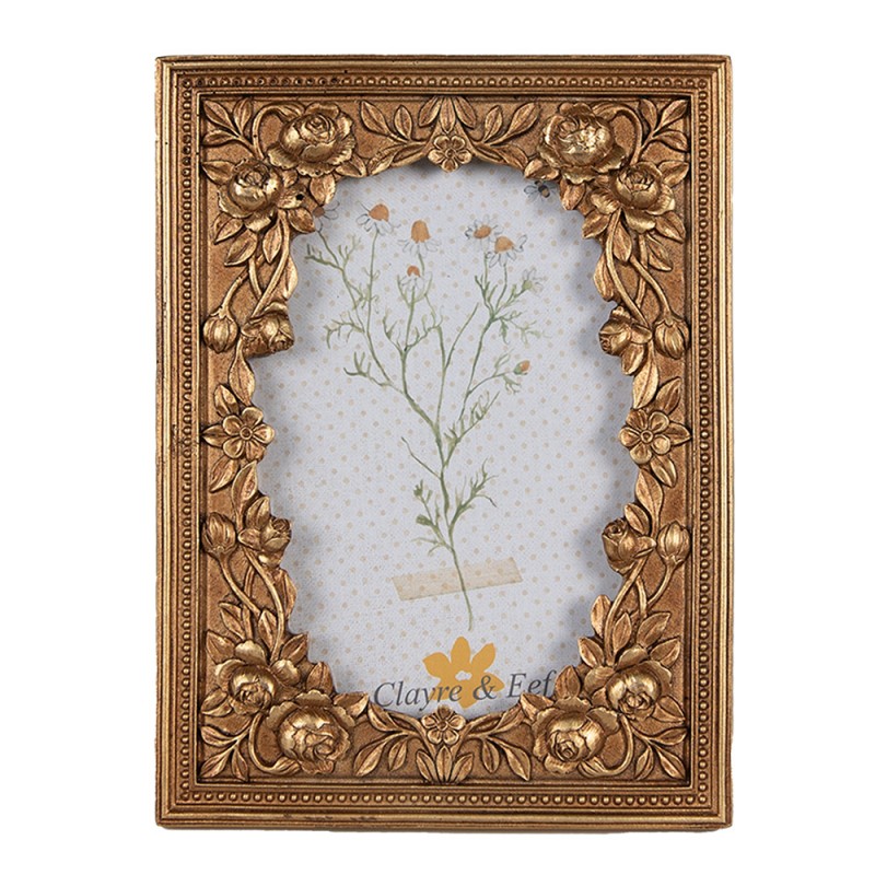 Képkeret Antikolt arany színű vintage képkeret rózsás díszekkel 13x18 cm