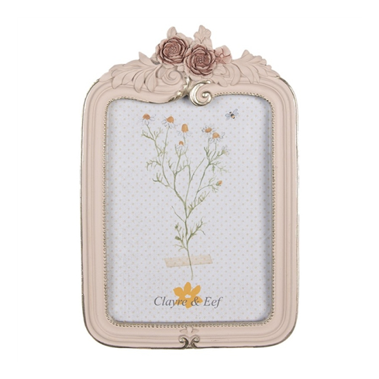Képkeret Antikolt rózsaszín rózsa virágos vintage képkeret 13x18 cm