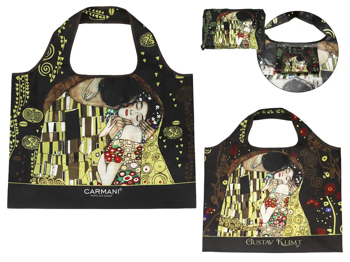 Összehajtható bevásárlótáska 40x70 cm műanyag Klimt A Csók