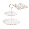 Karácsonyi Porcelán süteményes állvány 2 emeletes 16/21 cm díszdobozban Let it Snow