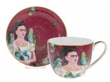 Porcelán csésze aljjal Frida Kahlo önarckép díszdobozban