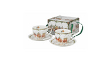 Karácsonyfás porcelán bögre 360 ml házikó díszcsomagolásban