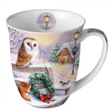 Bögre Baglyos mókusos karácsonyi porcelán bögre