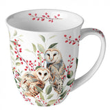Bögre, csésze Bagoly pár karácsonyi bögre Barn owl couple