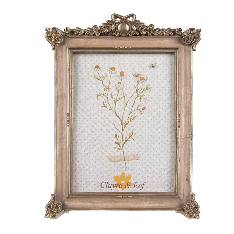 Képkeret Barna és arany színű vintage virágos masnis képkeret 10x15 cm