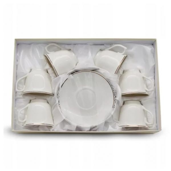 Porcelán kávéscsésze aljjal 200 ml - 6 személyes készlet díszdobozban