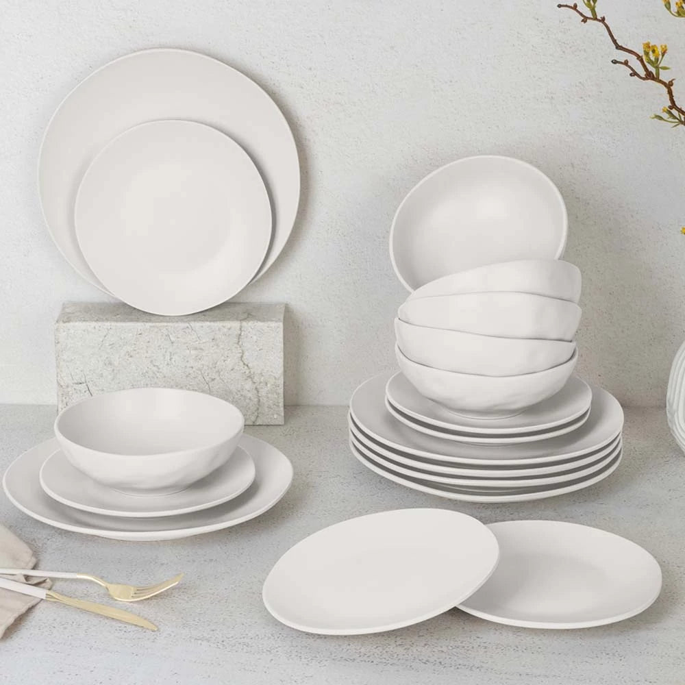 18 részes stoneware kerámia étkészlet matt kém Sahara Collection kerek