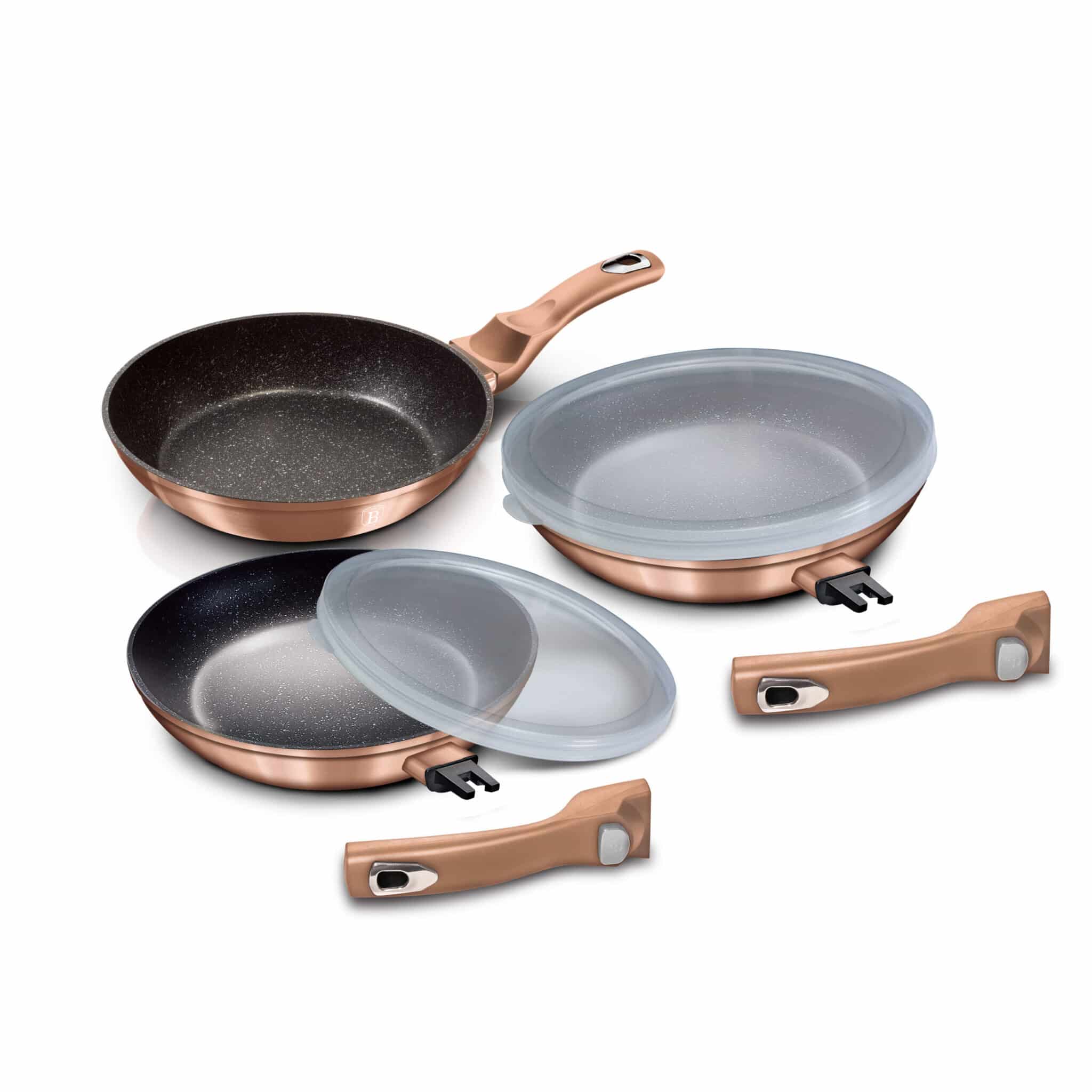 Berlinger Haus 5 részes serpenyő szett levehető nyéllel Metallic Line Rose Gold Edition