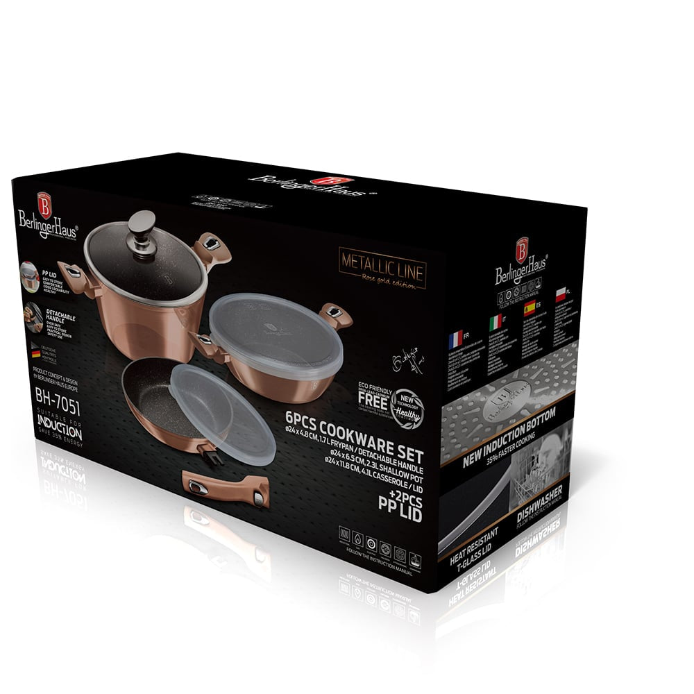 Berlinger Haus 6 részes indukciós edénykészlet Metallic Line Rose Gold Edition