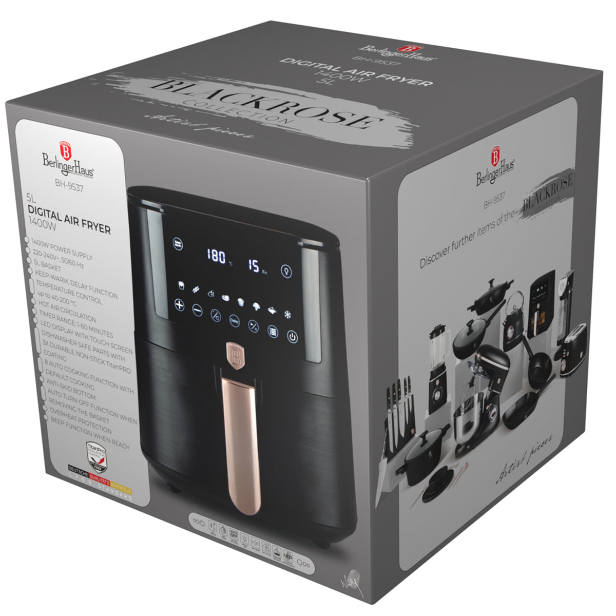 Berlinger Haus AirFryer XXL 5 L 1400 W Black Rose Collection