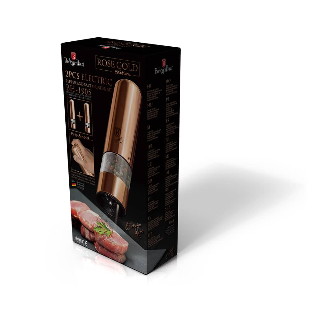 Fűszertartó Berlinger Haus elektromos só- és borsörlő szett - 2 darabos rose gold