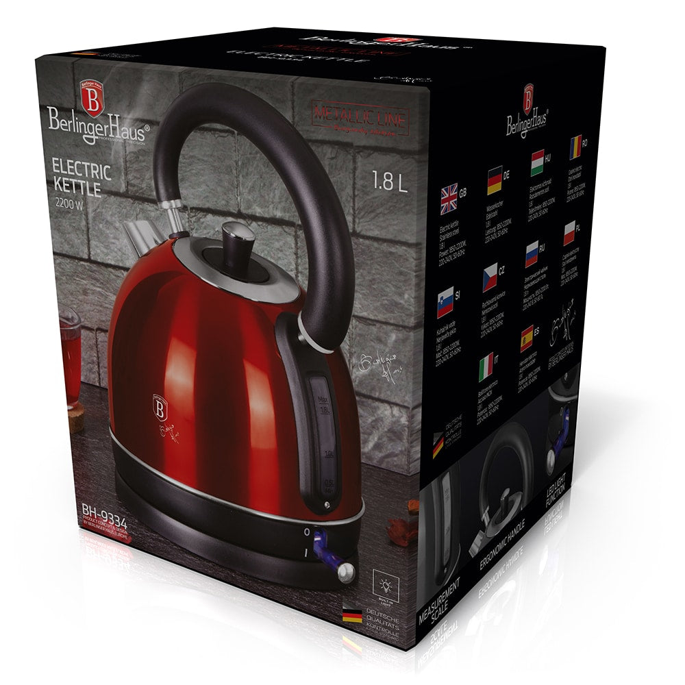 Berlinger Haus elektromos vízforraló 1,8 l 2200 W Metallic Line Burgundy Edition
