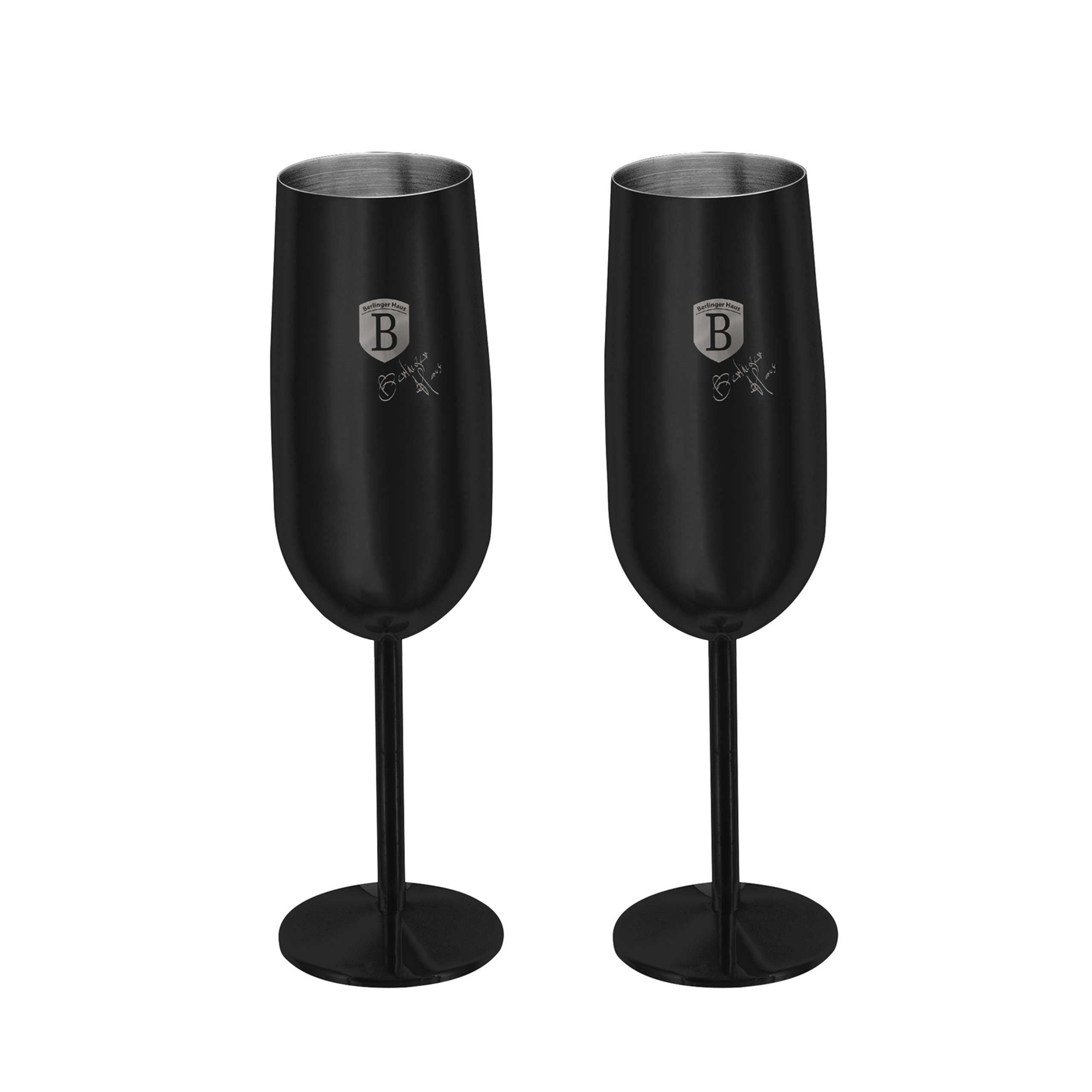Berlinger Haus fekete 2 db-os fém pezsgőspohár szett Black Rose Collection