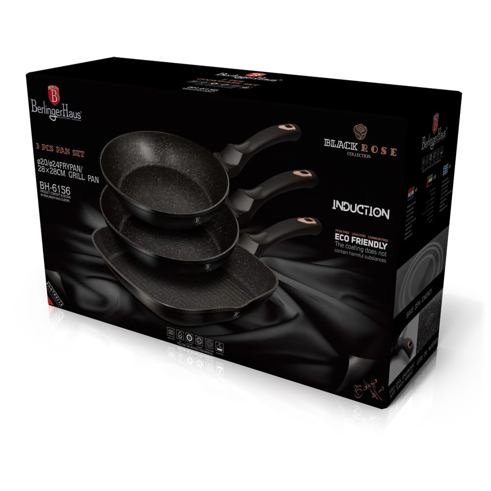 Berlinger Haus Indukciós 3 részes serpenyő készlet Black Rose Collection