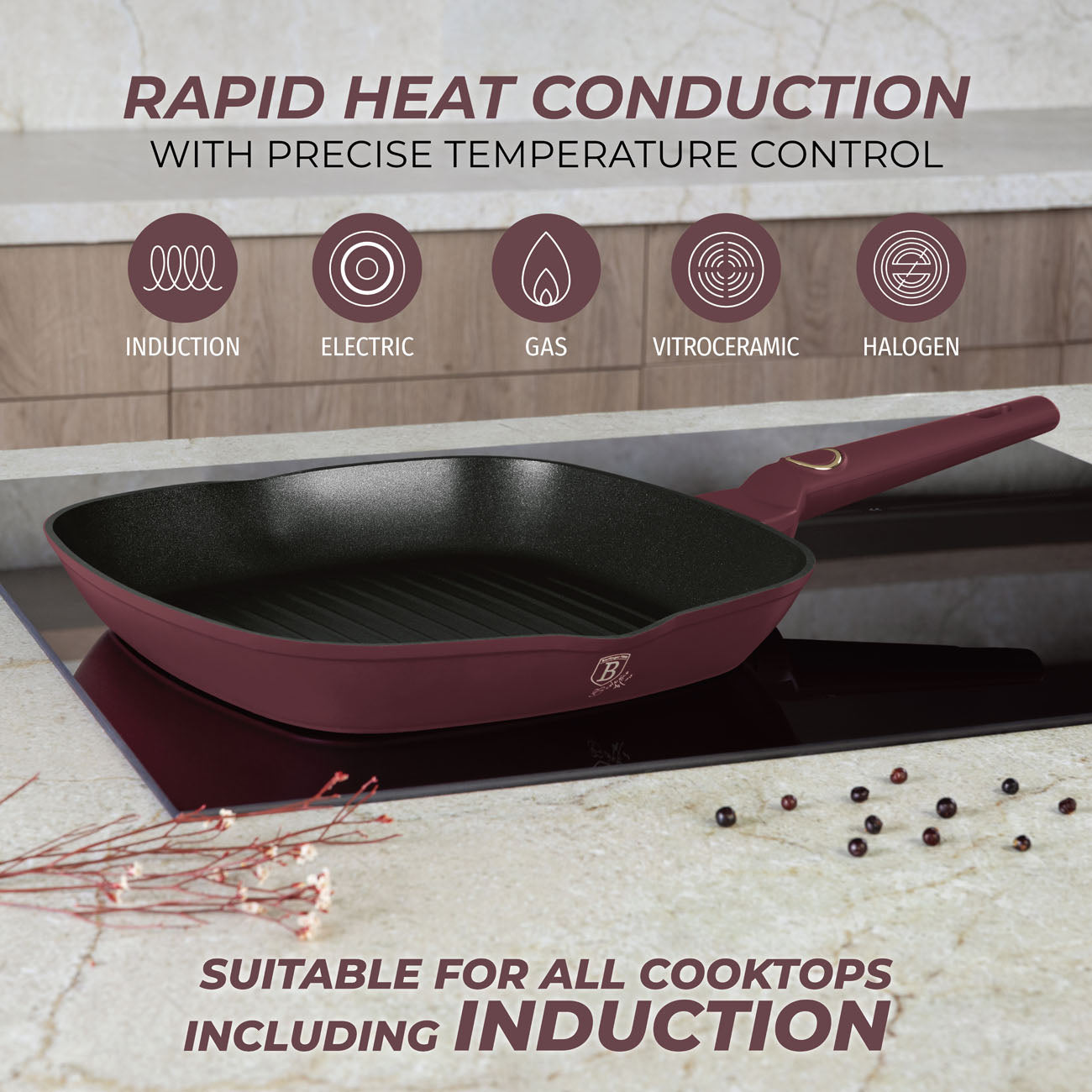 Berlinger Haus Indukciós tapadásmentes grill serpenyő 28 cm Leonardo Collection