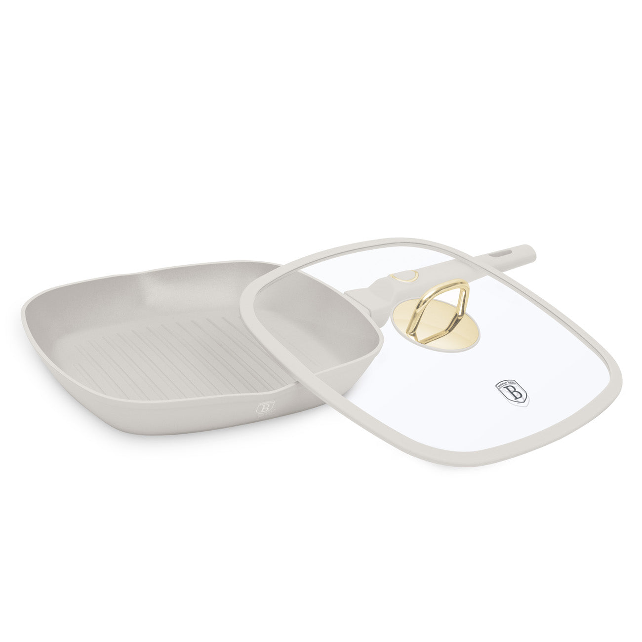 Berlinger Haus indukciós tapadásmentes Grill serpenyő fedővel 28 cm matt krém Sahara Collection