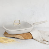 Berlinger Haus indukciós tapadásmentes Grill serpenyő fedővel 28 cm matt krém Sahara Collection