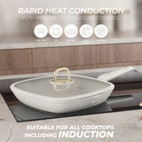 Berlinger Haus indukciós tapadásmentes Grill serpenyő fedővel 28 cm matt krém Sahara Collection