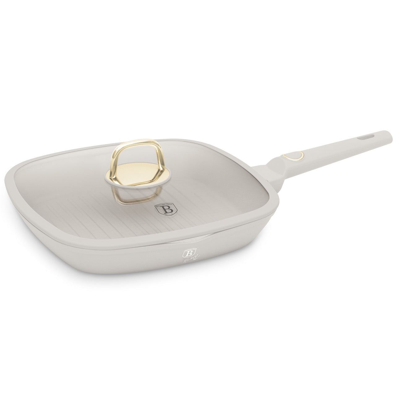 Berlinger Haus indukciós tapadásmentes Grill serpenyő fedővel 28 cm matt krém Sahara Collection