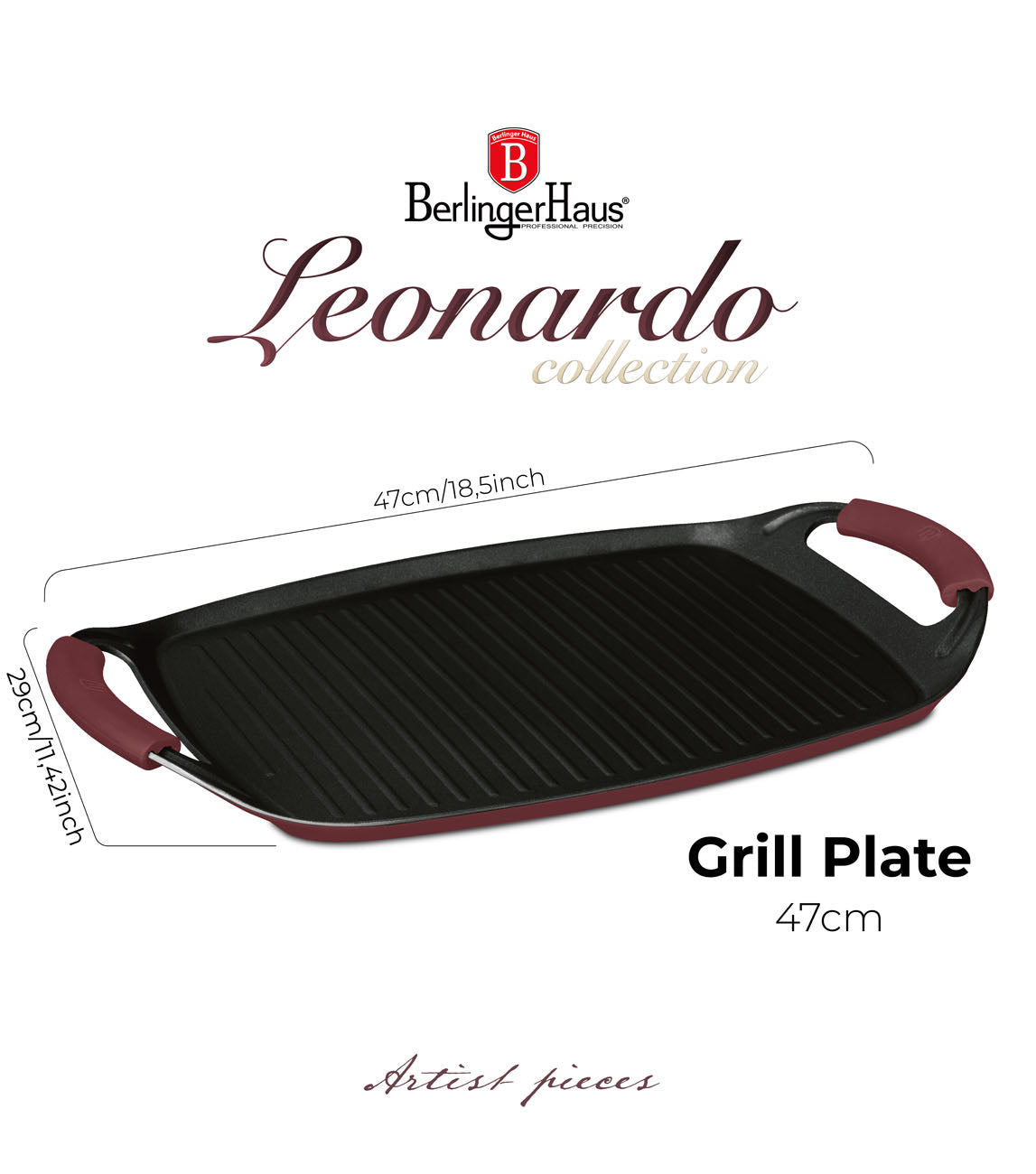 Berlinger Haus Indukciós tapadásmentes Grill sütőlap 47 cm Leonardo Collection