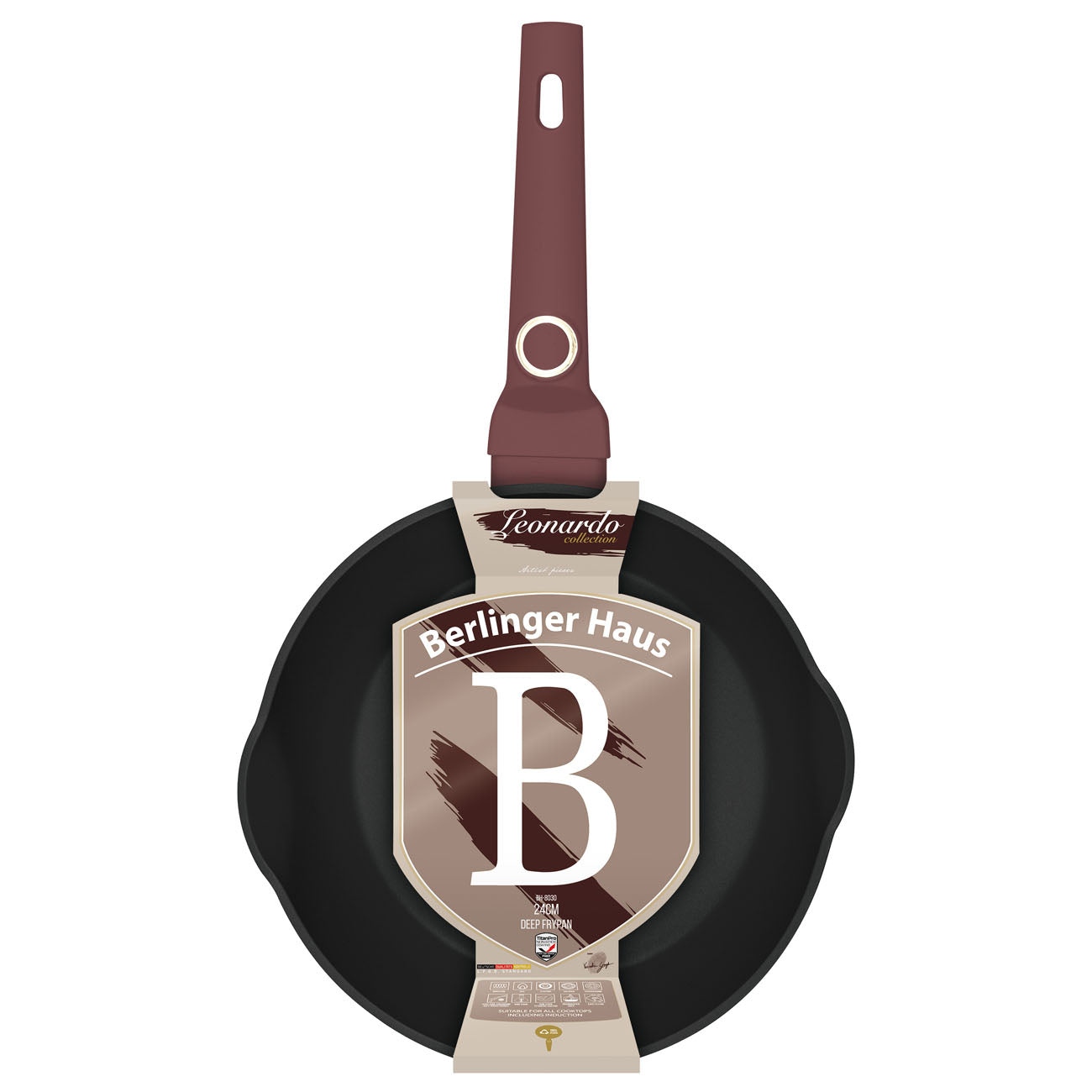 Berlinger Haus Indukciós tapadásmentes Mély serpenyő dupla kiöntő csőrrel 24 cm Leonardo Collection